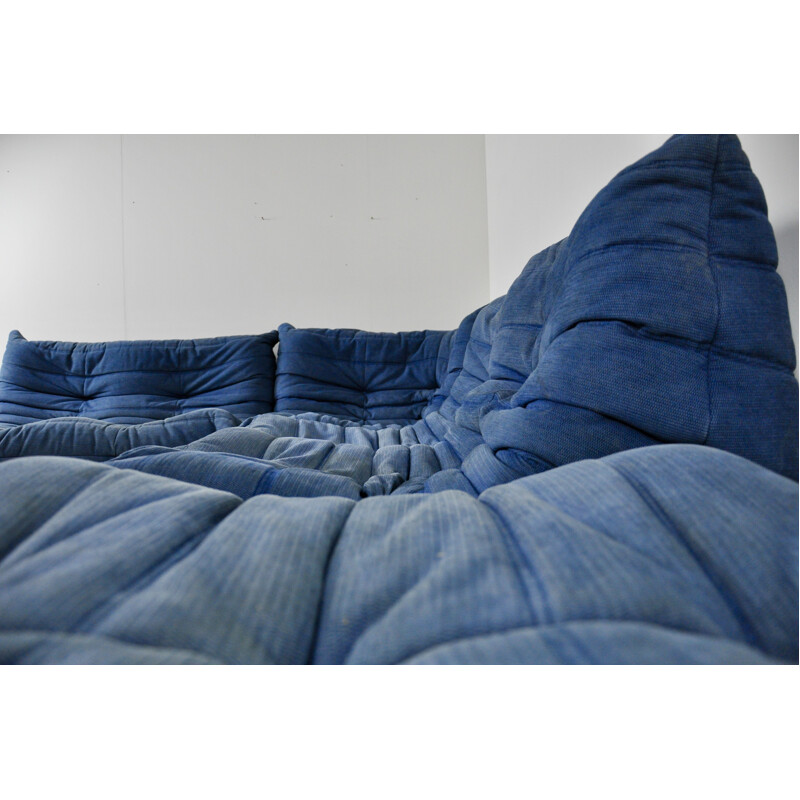 Vintage blue Togo living room set by Michel Ducaroy for Ligne Roset