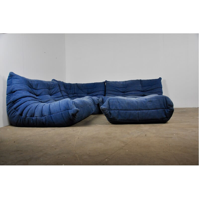 Vintage blue Togo living room set by Michel Ducaroy for Ligne Roset