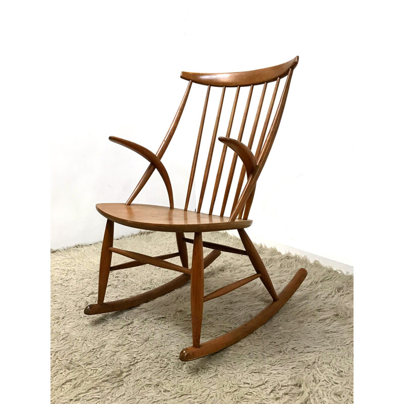 Vintage rocking chair by Illum Wikkelso for Eilersen Mobler
