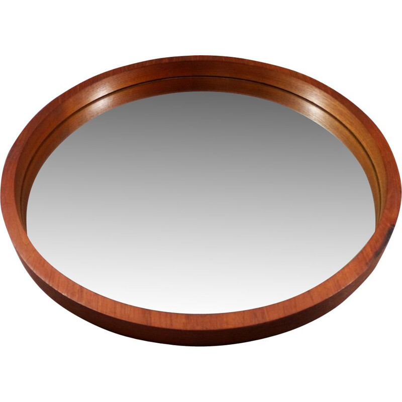 Vintage German round mirror in teak