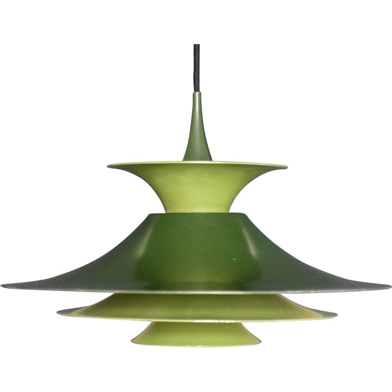 Vintage Danish green pendant lamp "Radius" by Erik Balslev for Fog & Mørup