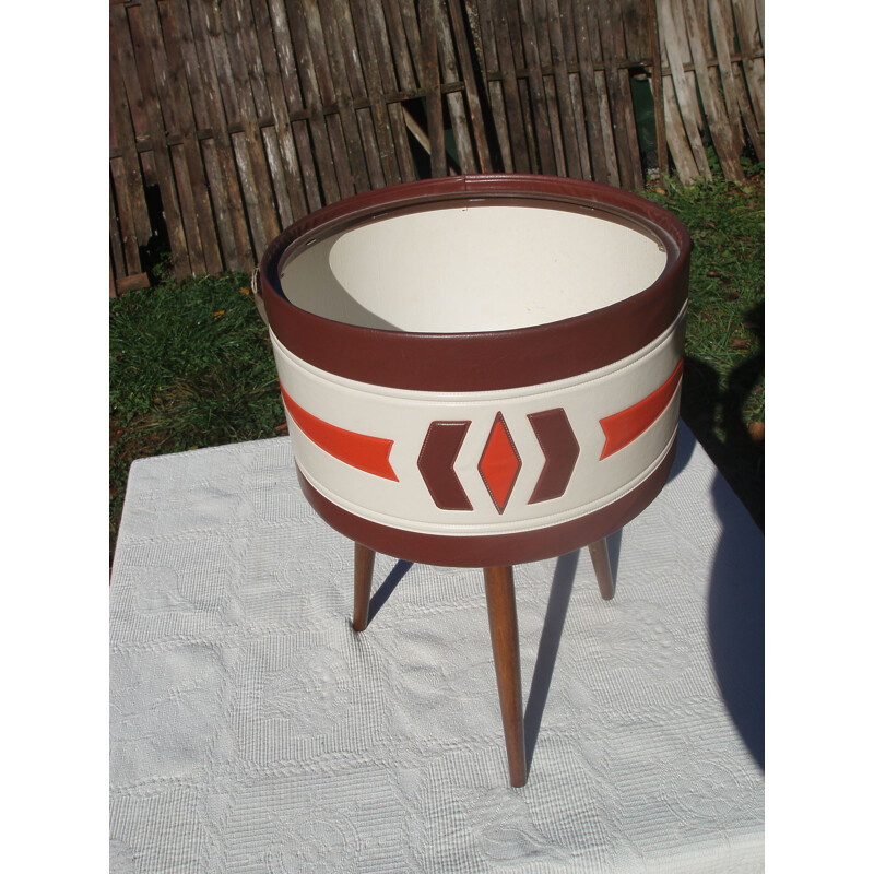 Vintage brown stool with tripod feet