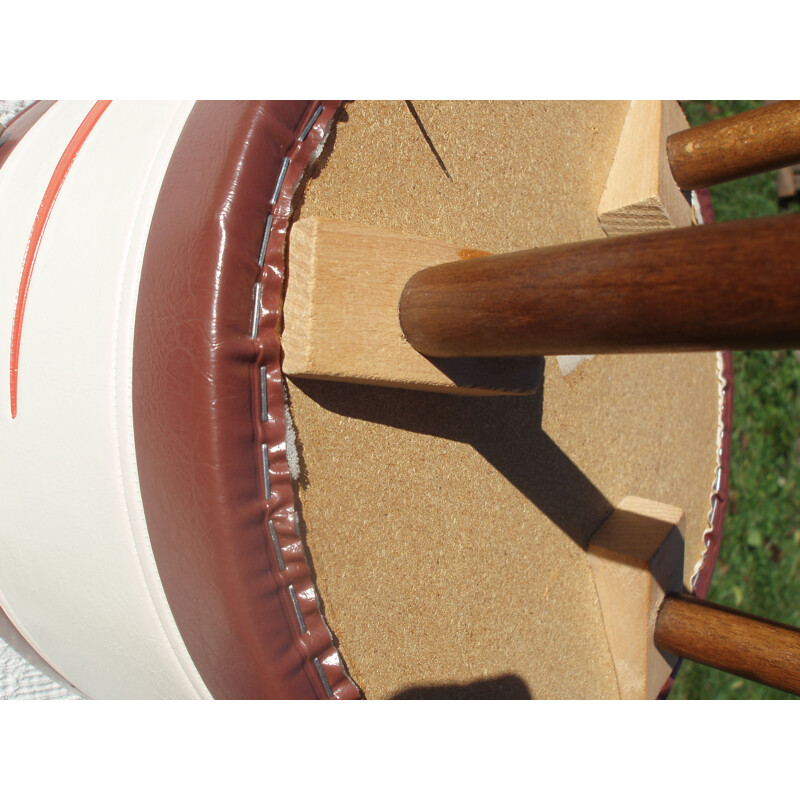 Vintage brown stool with tripod feet