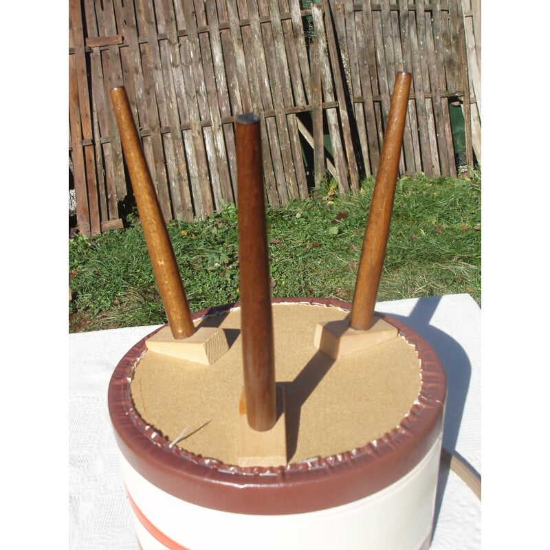 Vintage brown stool with tripod feet