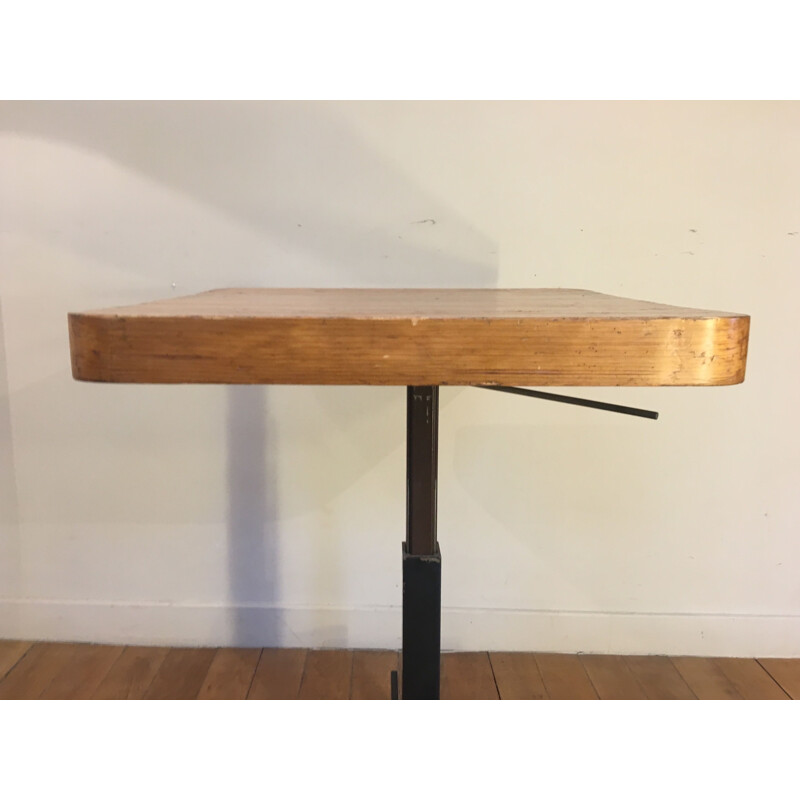 Table vintage à hauteur ajustable par Charlotte Perriand pour les arcs