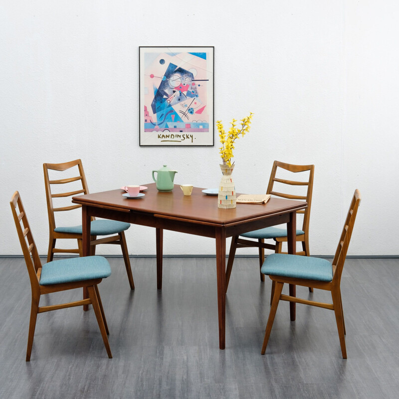 Vintage extendable dining table in dark teak 1960