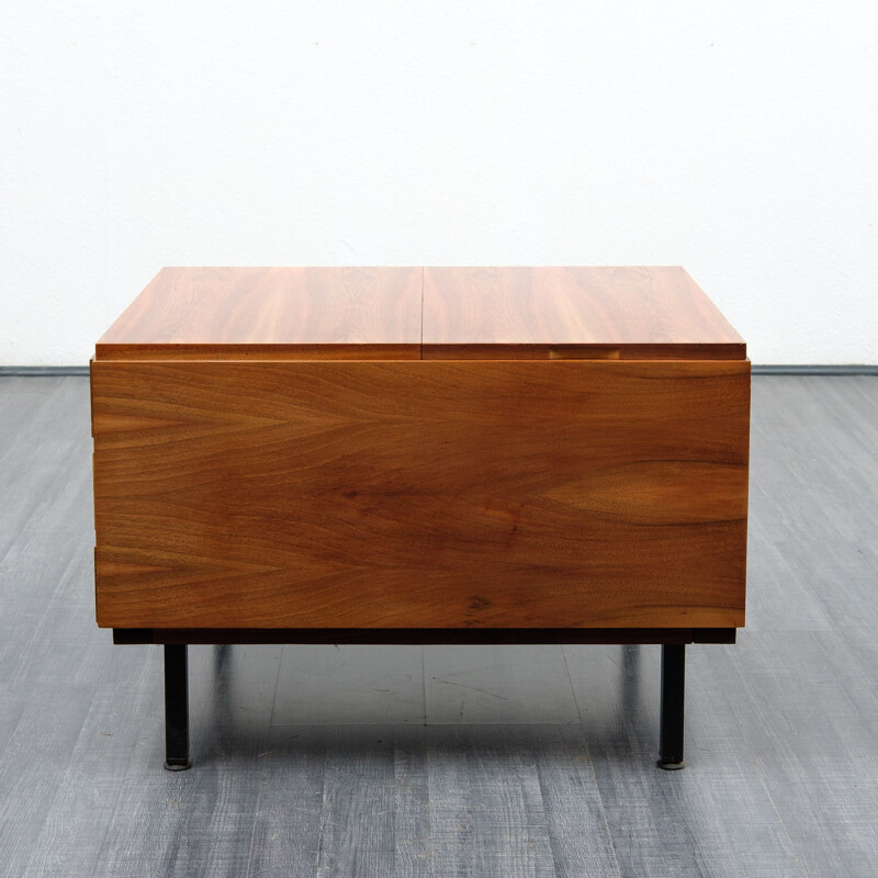 Vintage cubical coffee table in walnut veneered 1960