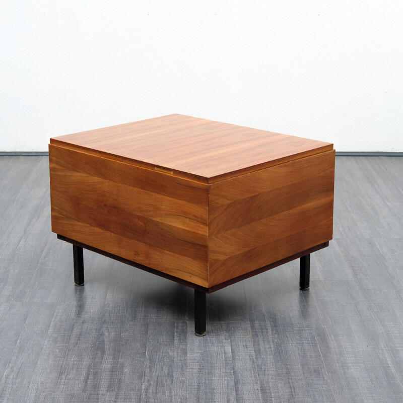 Vintage cubical coffee table in walnut veneered 1960