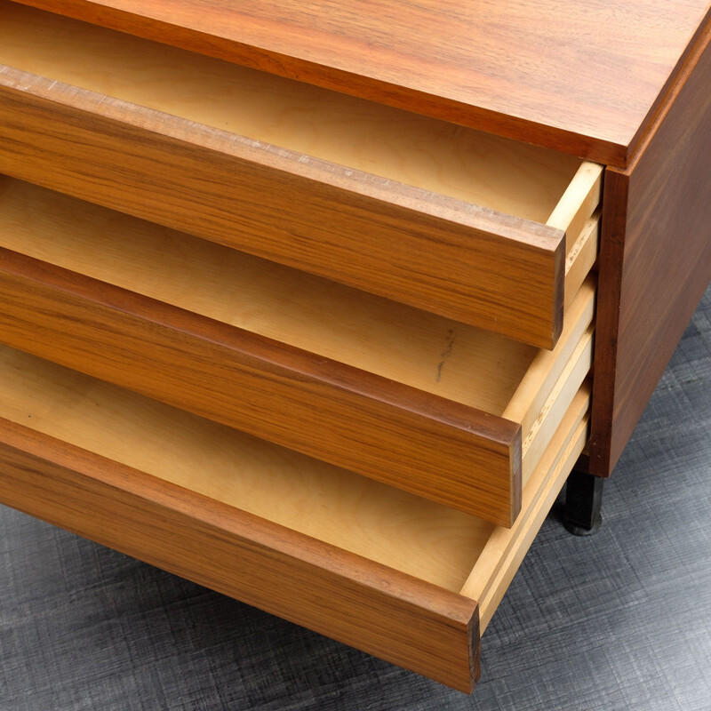 Vintage cubical coffee table in walnut veneered 1960