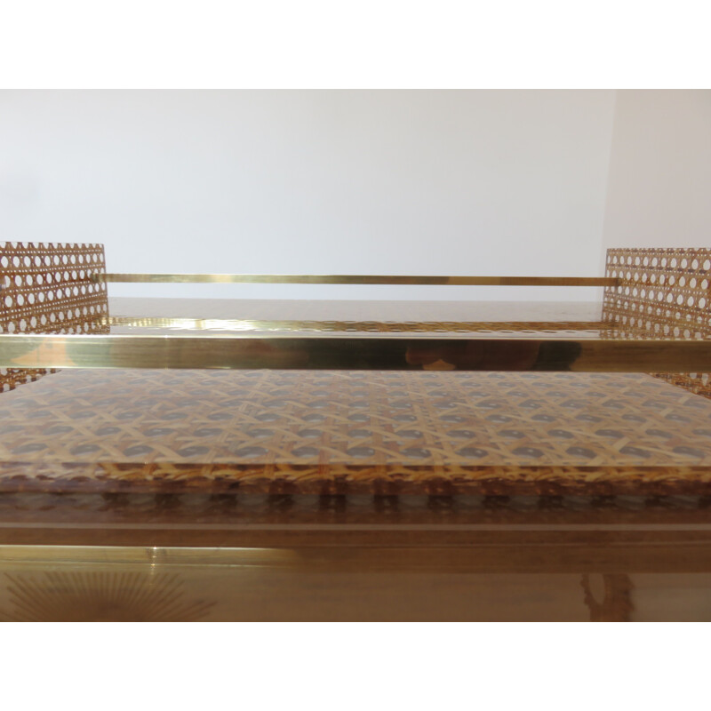 Vintage franch tray in plexiglas and brass 1970