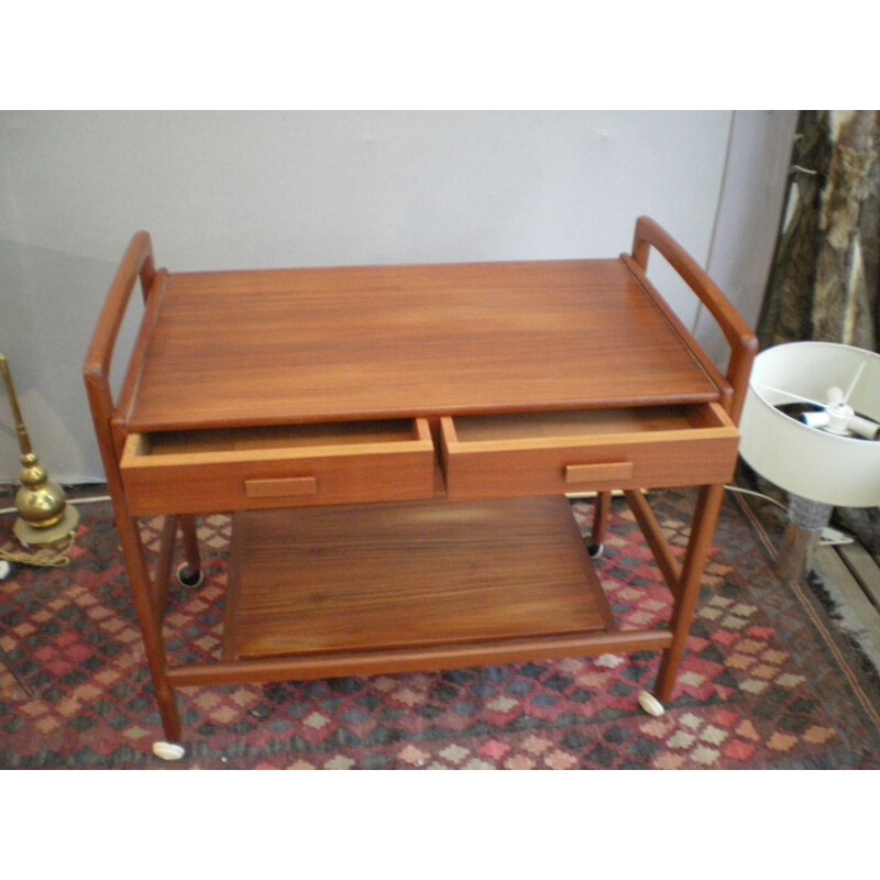 Vintage scandinavian Arrebo dessert trolley in teak 1960