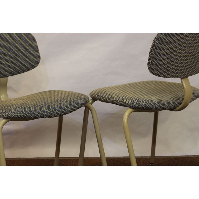 Paire de chaises vintage Steelcase Strafor en tissu et acier 1970