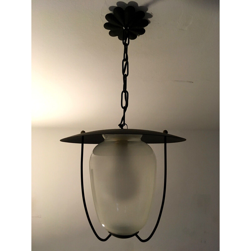 Vintage French pendant lamp in metal