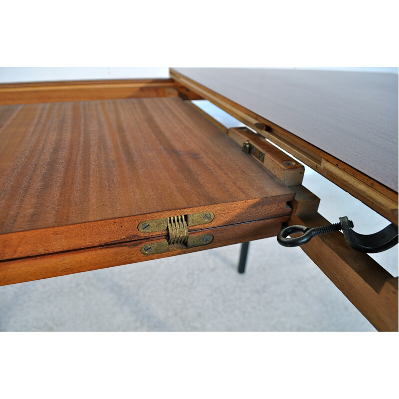 Dining table in mahogany and metal - 1960s