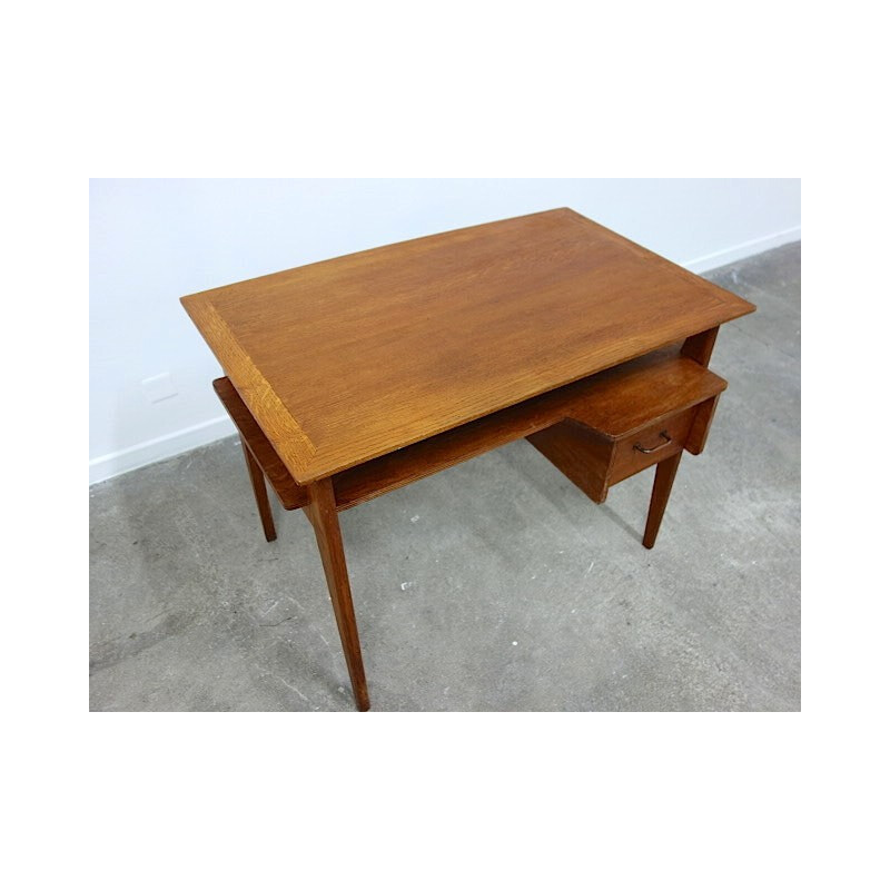 Vintage desk in solid oakwood, Roger LANDAULT - 1950s