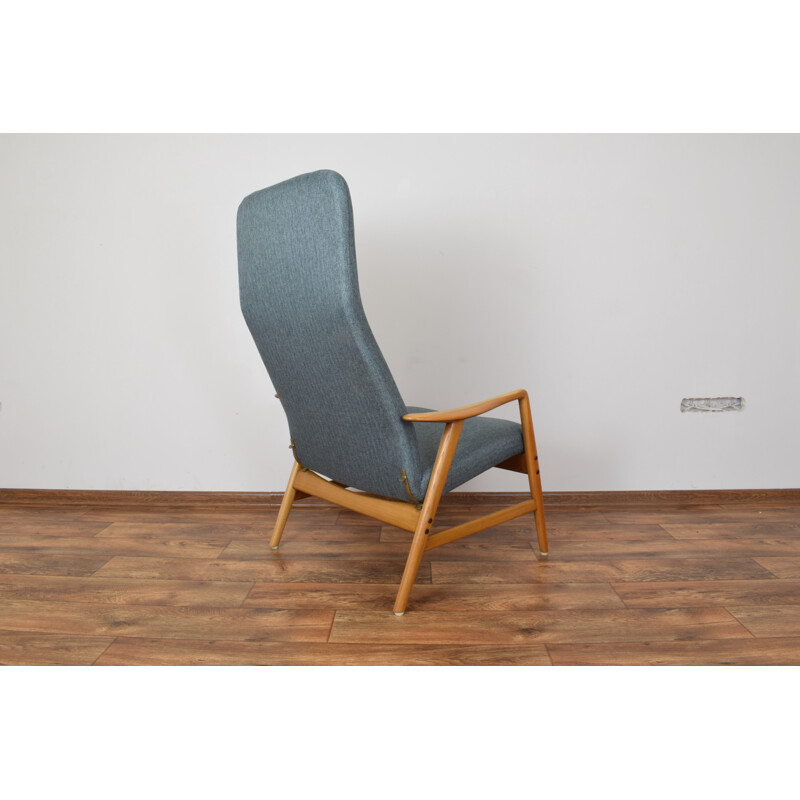 Vintage blue lounge chair and ottoman Kontur by Alf Svensson for Fritz Hansen