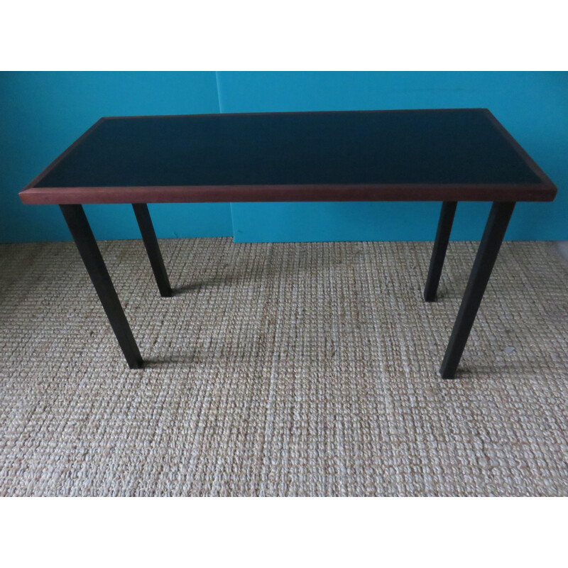 Table basse scandinave en teck et acier - 1950