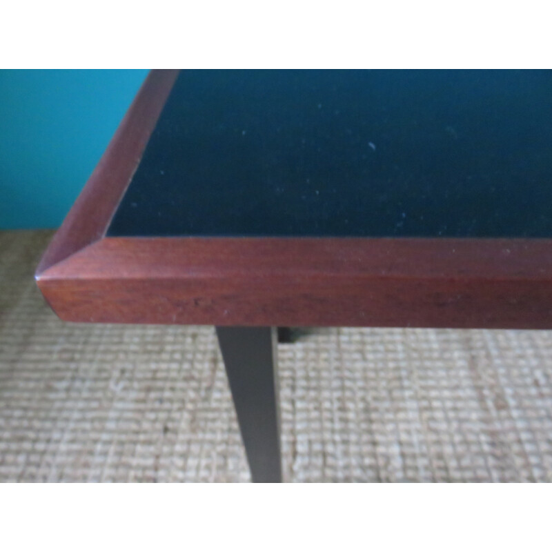 Scandinavian coffee table in teak and steel - 1950s