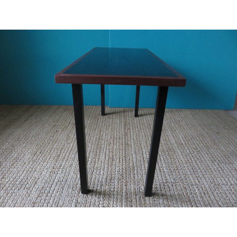 Scandinavian coffee table in teak and steel - 1950s