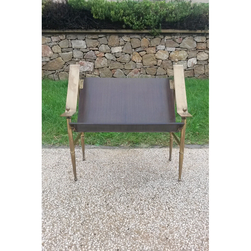 Vintage French magazine rack in brass