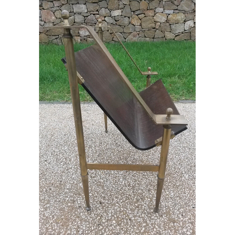 Vintage French magazine rack in brass