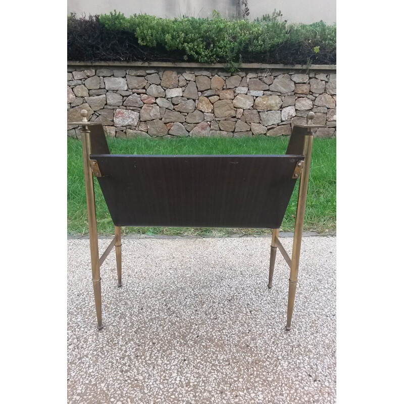 Vintage French magazine rack in brass