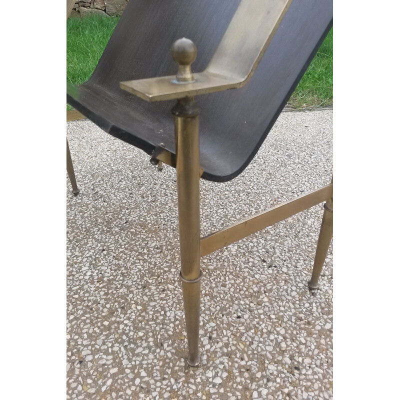 Vintage French magazine rack in brass