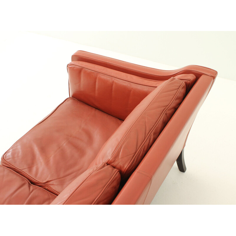 Vintage 3-seater sofa in red leather