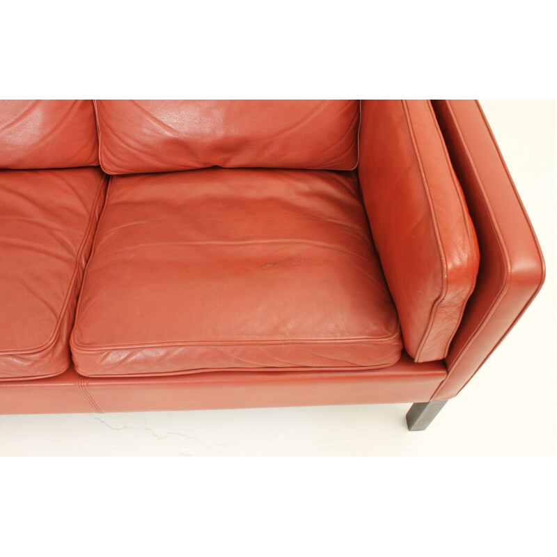 Canapé 3 places vintage en cuir rouge