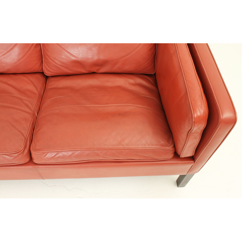 Vintage 3-seater sofa in red leather