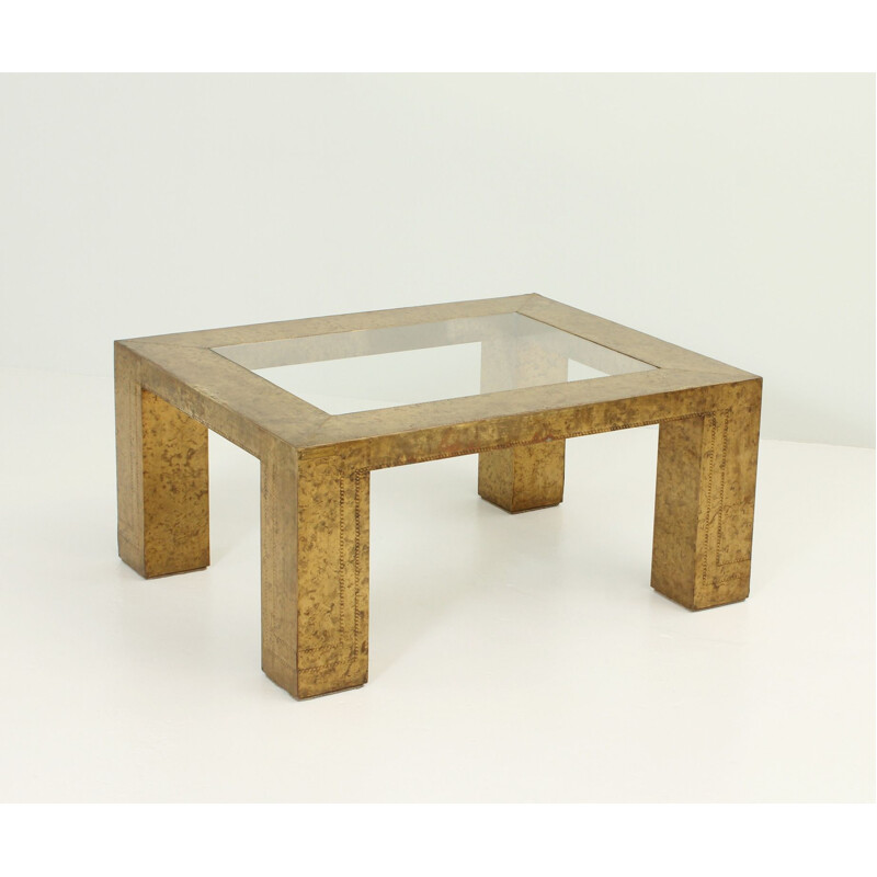 Vintage brass coffee table by Rodolfo Dubarry