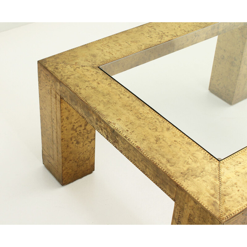 Vintage brass coffee table by Rodolfo Dubarry