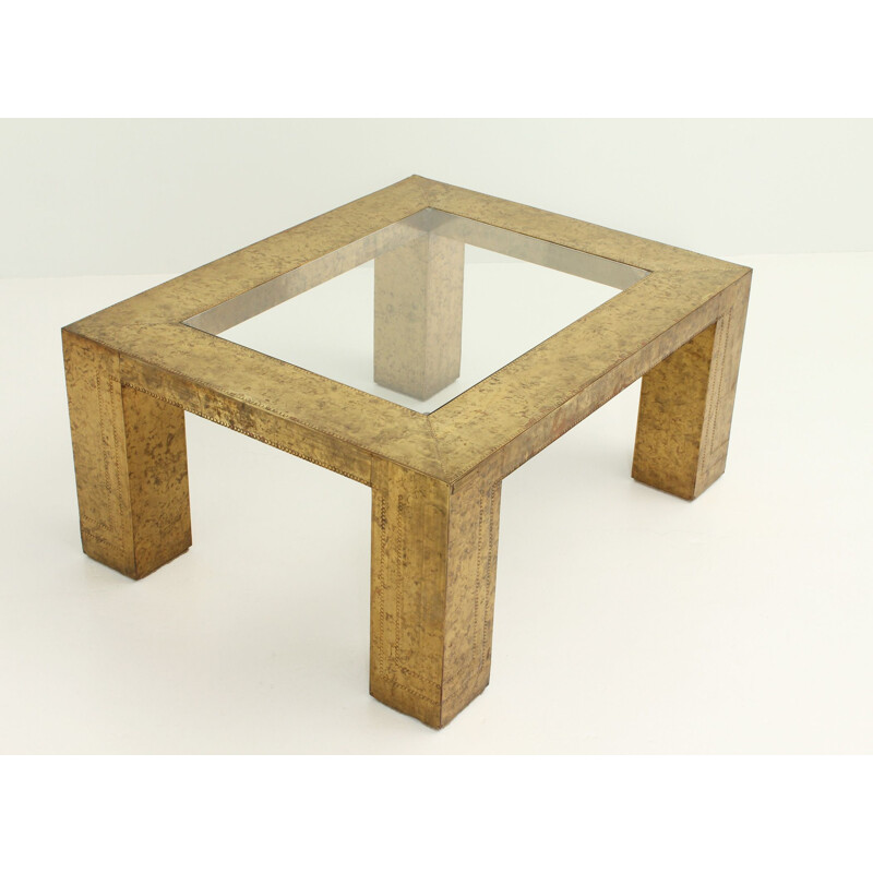 Vintage brass coffee table by Rodolfo Dubarry