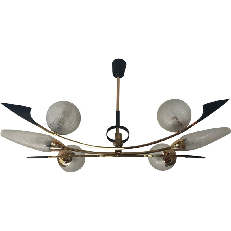 Vintage chandelier in brass by Arlus