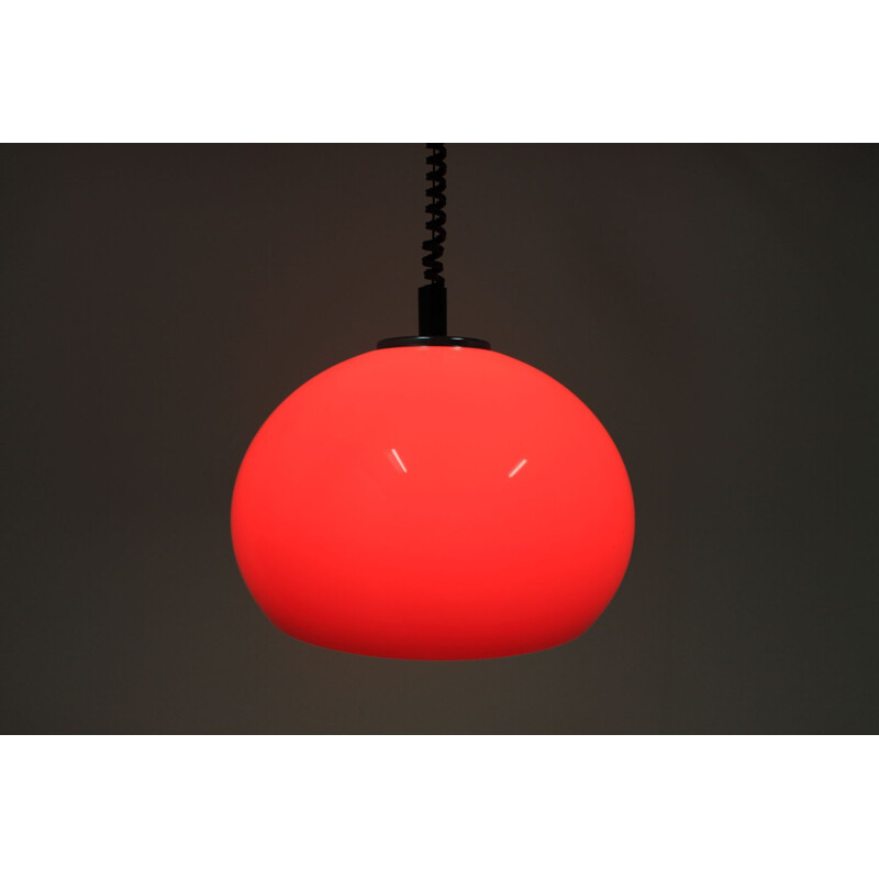 Vintage red Meblo pendant light by Harvey Guzzini