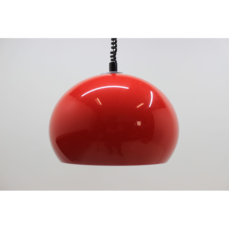 Vintage red Meblo pendant light by Harvey Guzzini