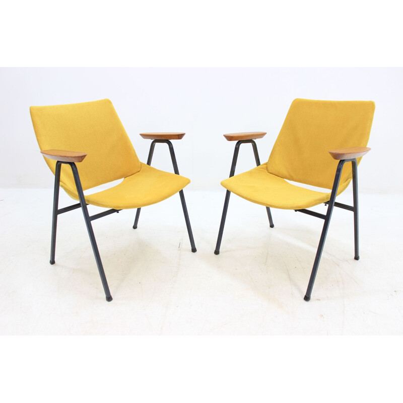 Set of 2 vintage yellow armchairs by Niko Kralj