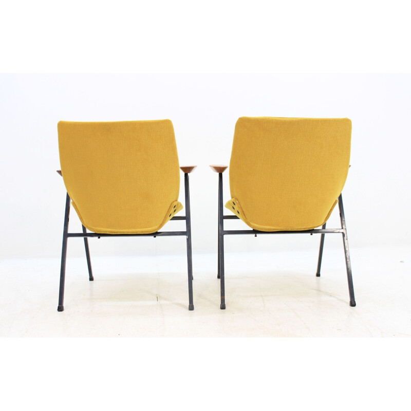 Set of 2 vintage yellow armchairs by Niko Kralj