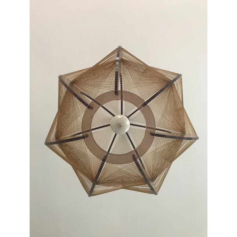 Vintage brown pendant light in plexiglas