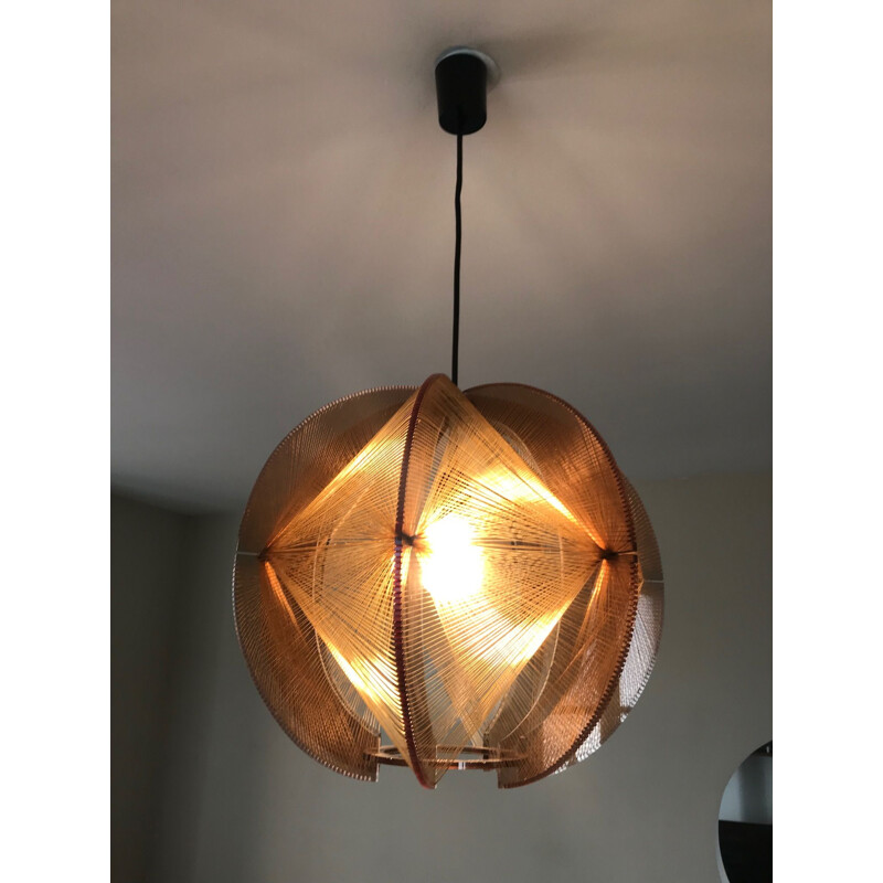 Vintage brown pendant light in plexiglas