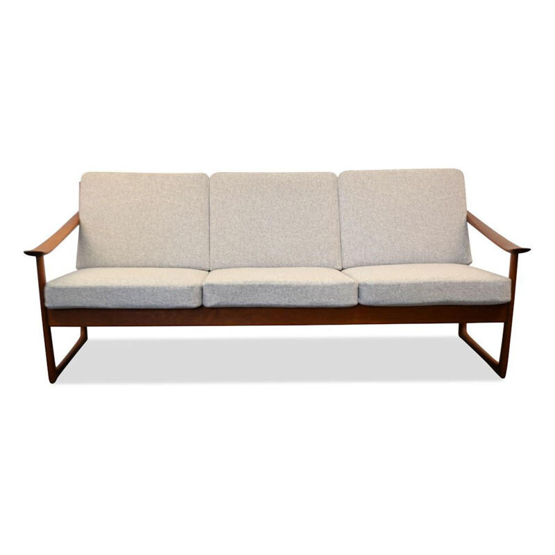 Vintage 3-seater sofa in grey fabric by Peter Hvidt