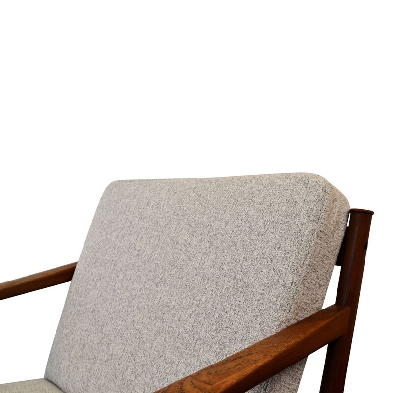 Suite de 2 fauteuils vintage en tissu gris par Peter Hvidt