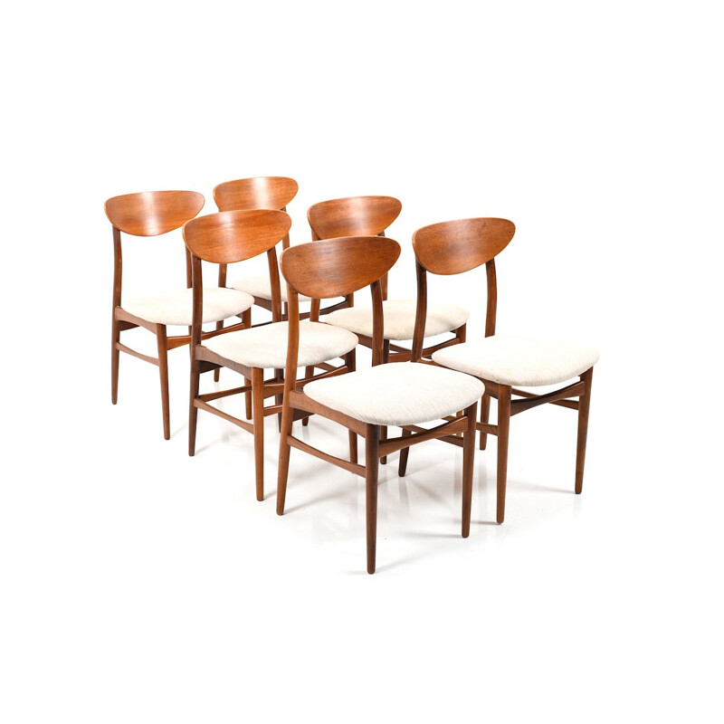Set of 6 vintage Danish dining chairs in teak