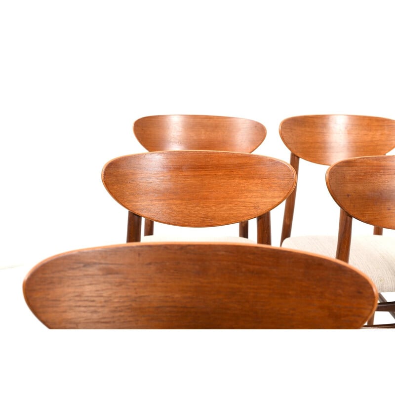 Set of 6 vintage Danish dining chairs in teak