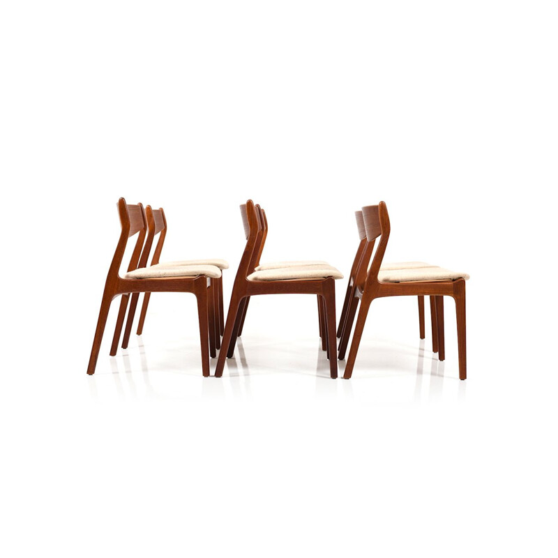 6 vintage Scandinavian dining chairs in teak by Erik Buch