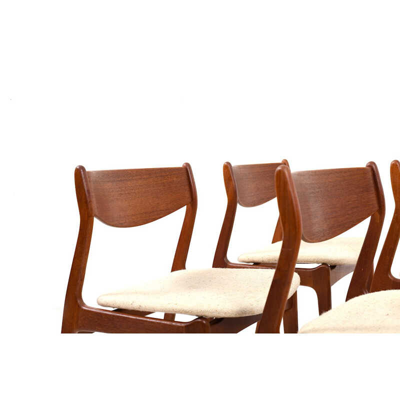 6 vintage Scandinavian dining chairs in teak by Erik Buch