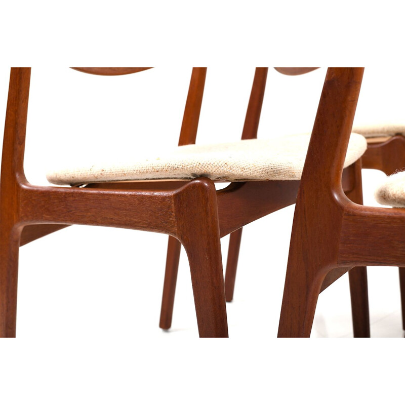 6 vintage Scandinavian dining chairs in teak by Erik Buch