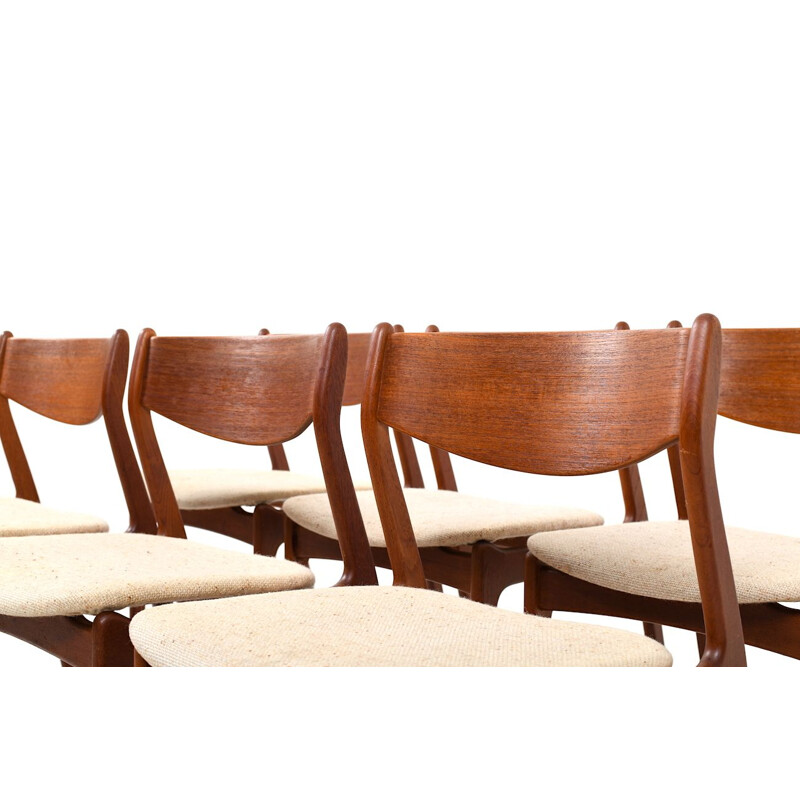 6 vintage Scandinavian dining chairs in teak by Erik Buch