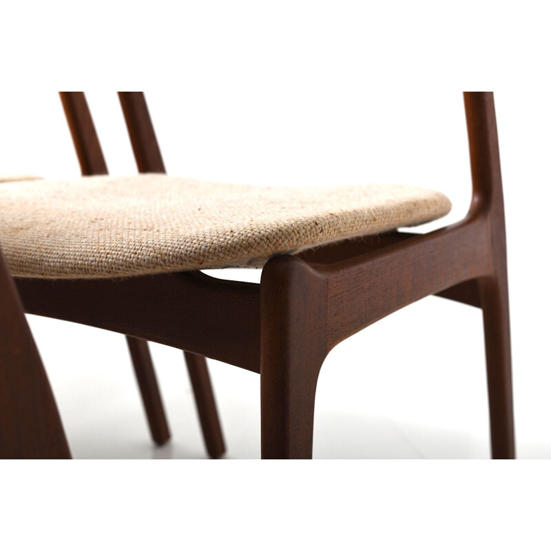 6 vintage Scandinavian dining chairs in teak by Erik Buch