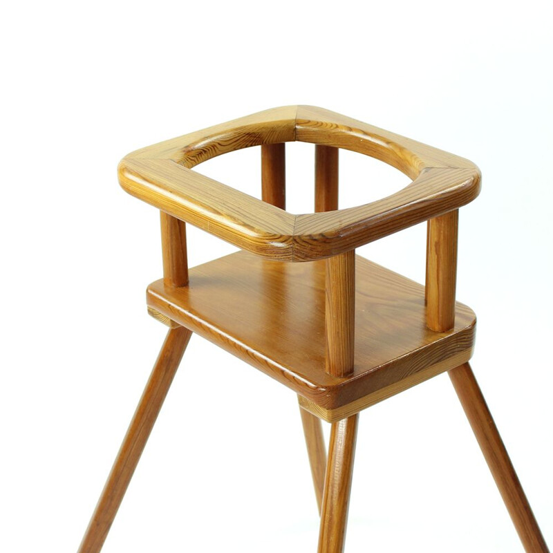 Vintage children chair in beech wood from Czechoslovakia 1960